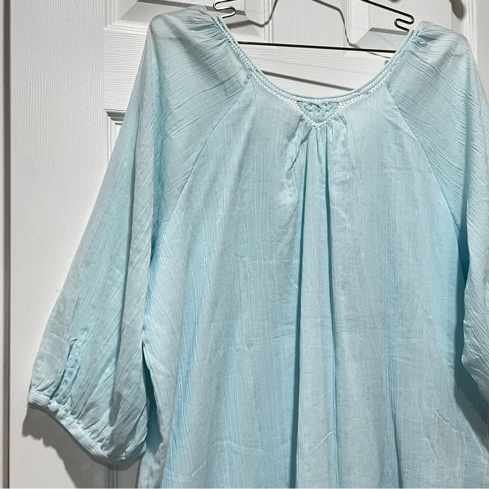 Soft Surroundings Light Blue Embroidered Cotton Tunic - Picture 3 of 10